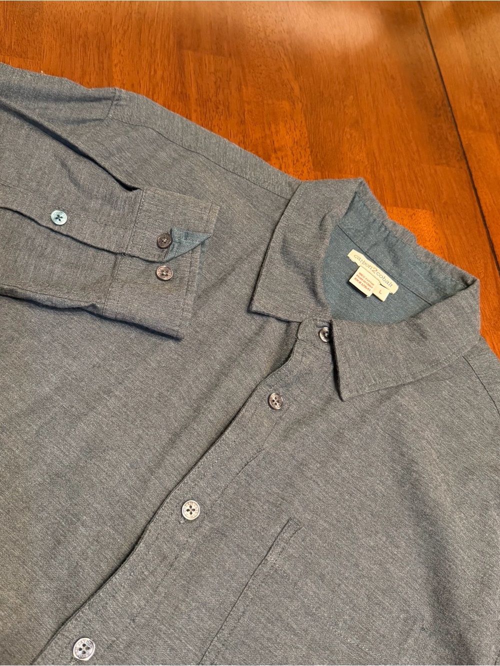 Carbon 2 Cobalt Shirt Mens Large Gray Button Up Long Sleeve Casual Soft 133429